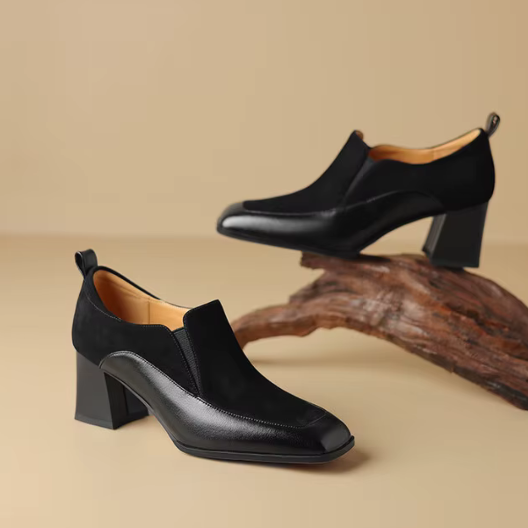 Grace Genuine Leather Block Heels