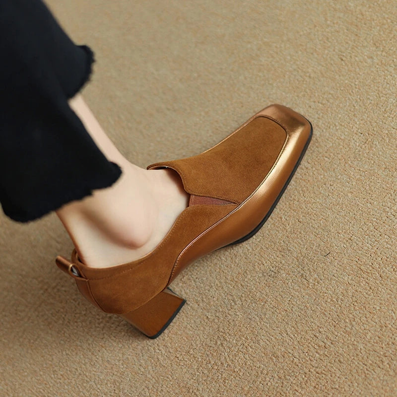Grace Genuine Leather Block Heels