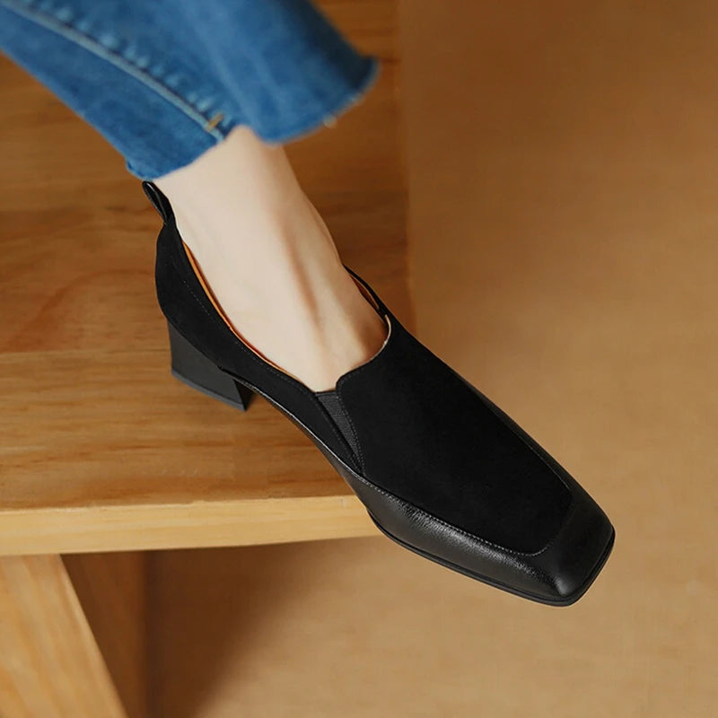 Grace Genuine Leather Block Heels