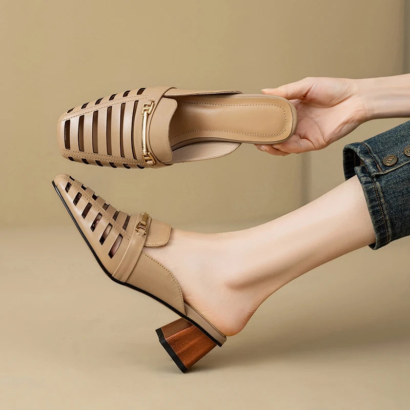 Lucia Genuine Leather Mules