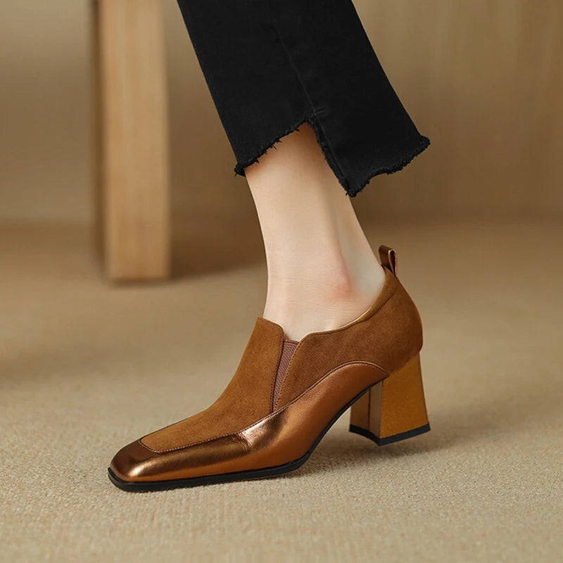 Grace Genuine Leather Block Heels