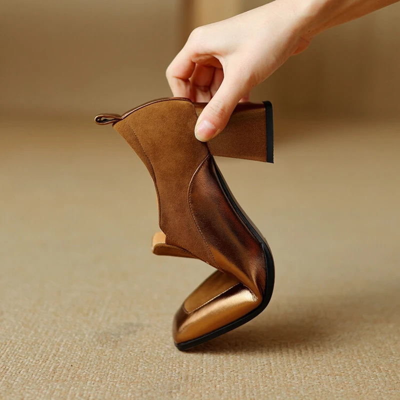 Grace Genuine Leather Block Heels