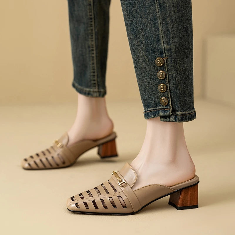 Lucia Genuine Leather Mules