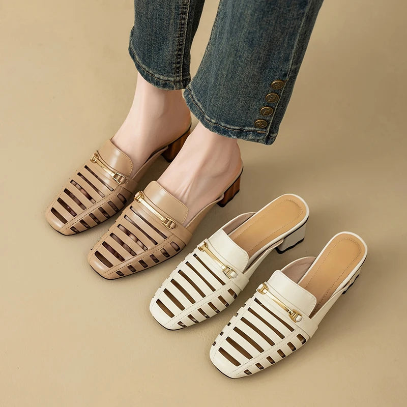 Lucia Genuine Leather Mules