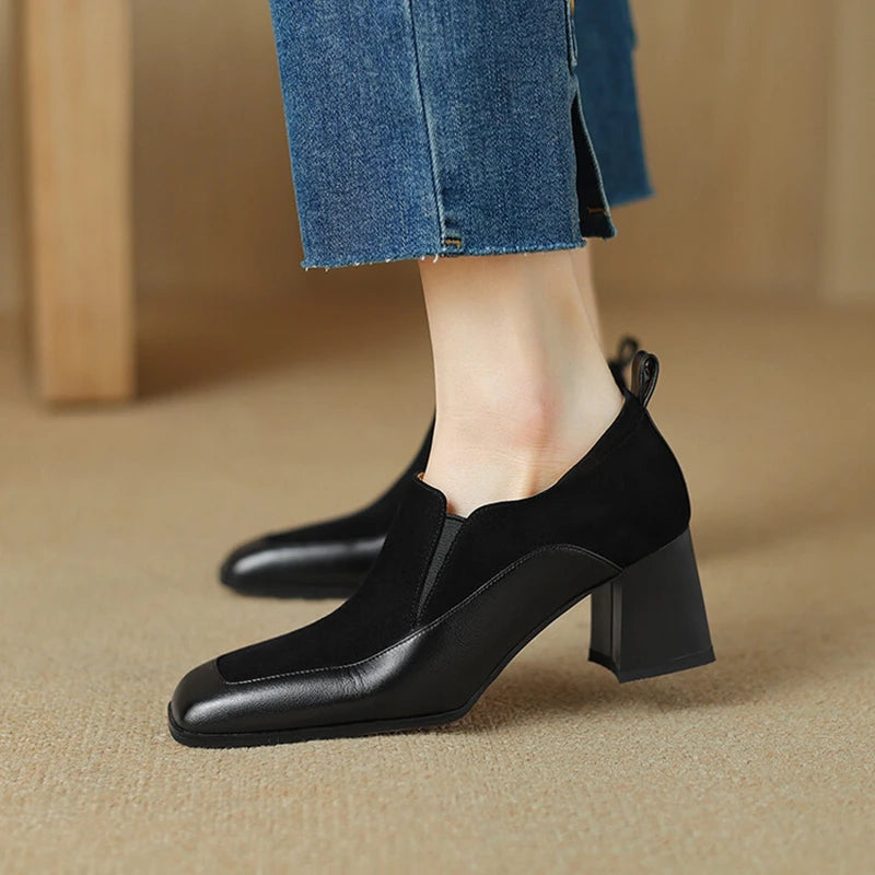 Grace Genuine Leather Block Heels