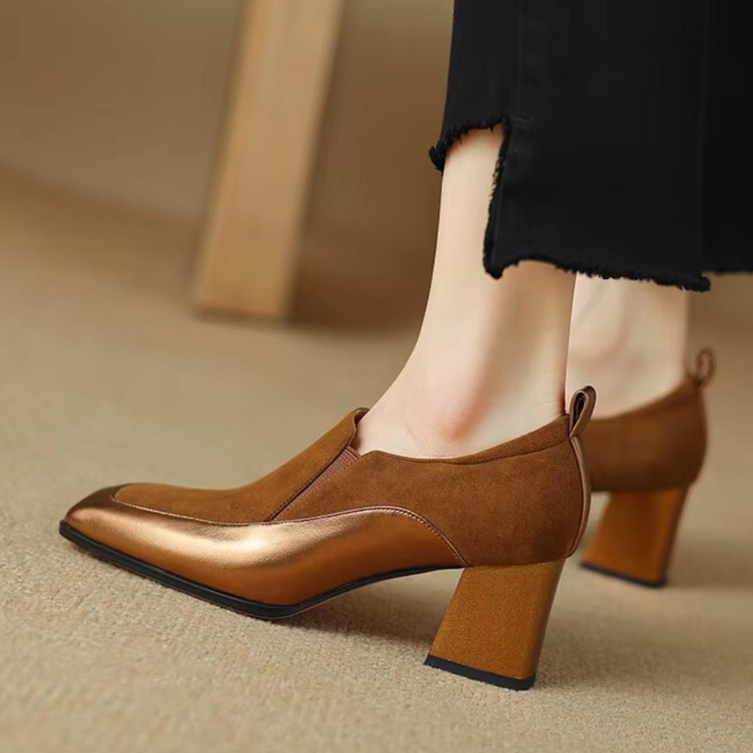 Grace Genuine Leather Block Heels