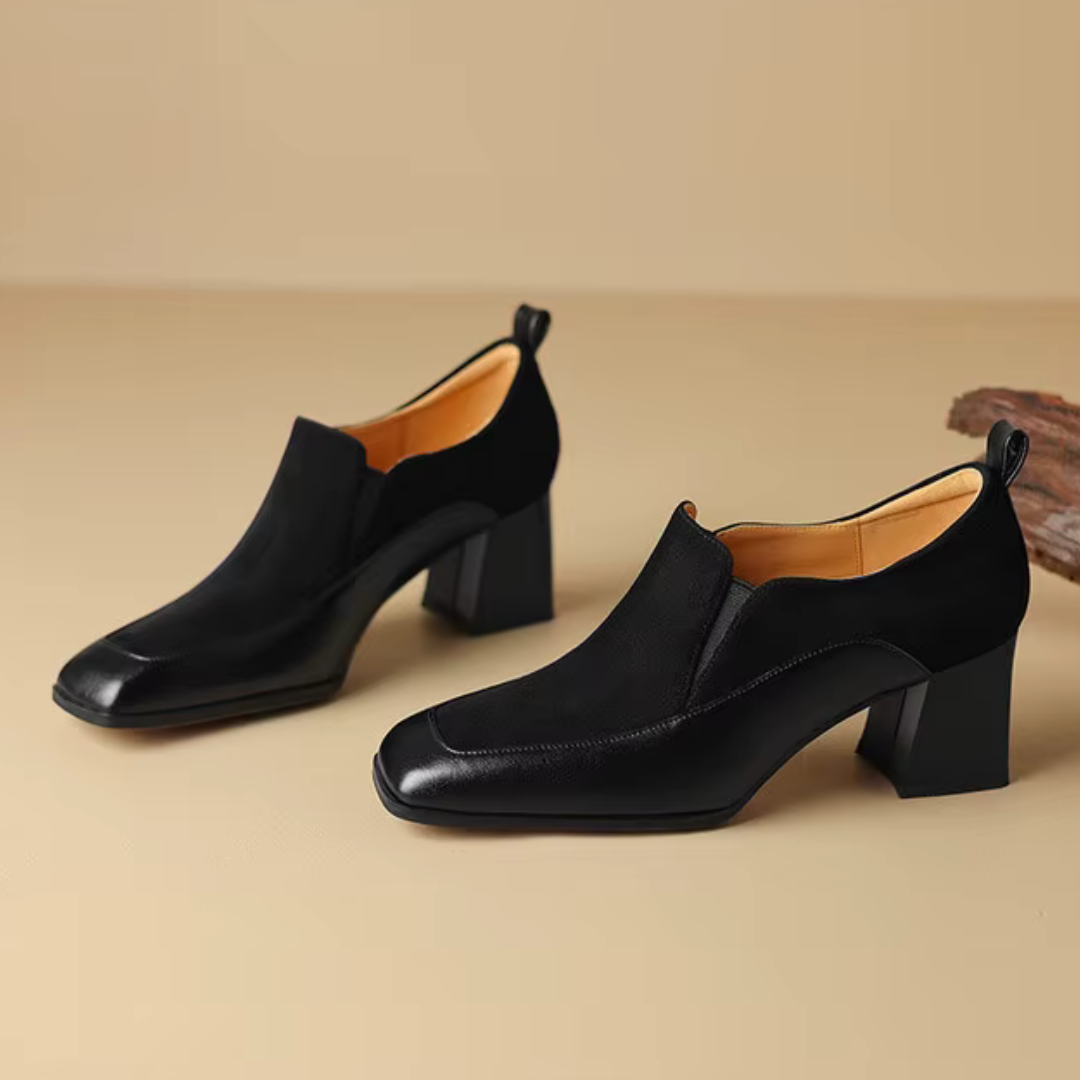 Grace Genuine Leather Block Heels