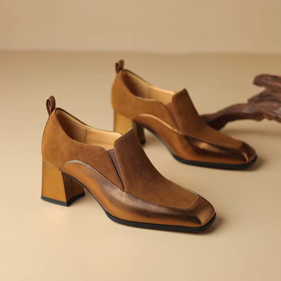 Grace Genuine Leather Block Heels
