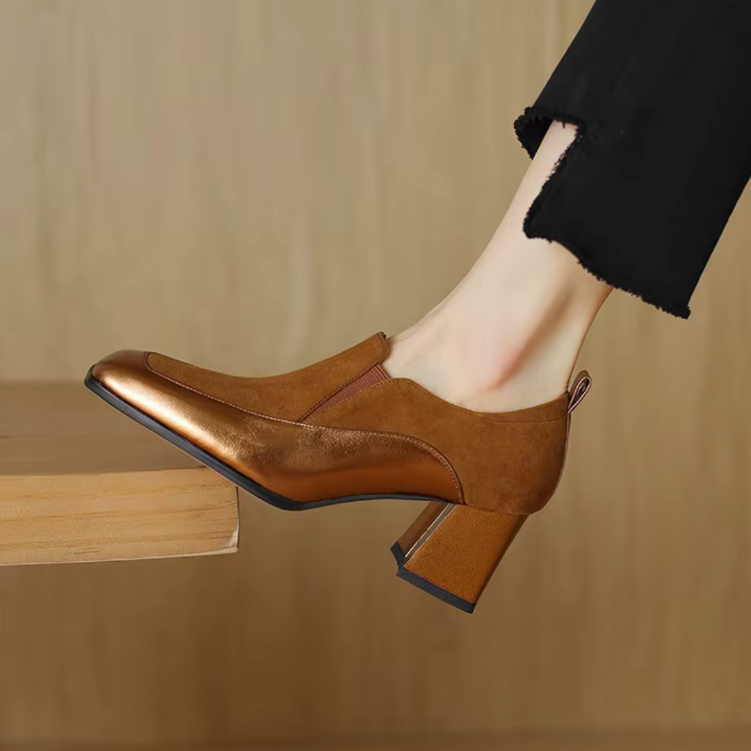 Grace Genuine Leather Block Heels